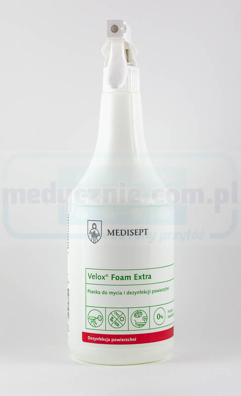 Velox Foam Extra 1L spumă pentru dezinfectarea și curățarea rapidă a suprafețelor delicate